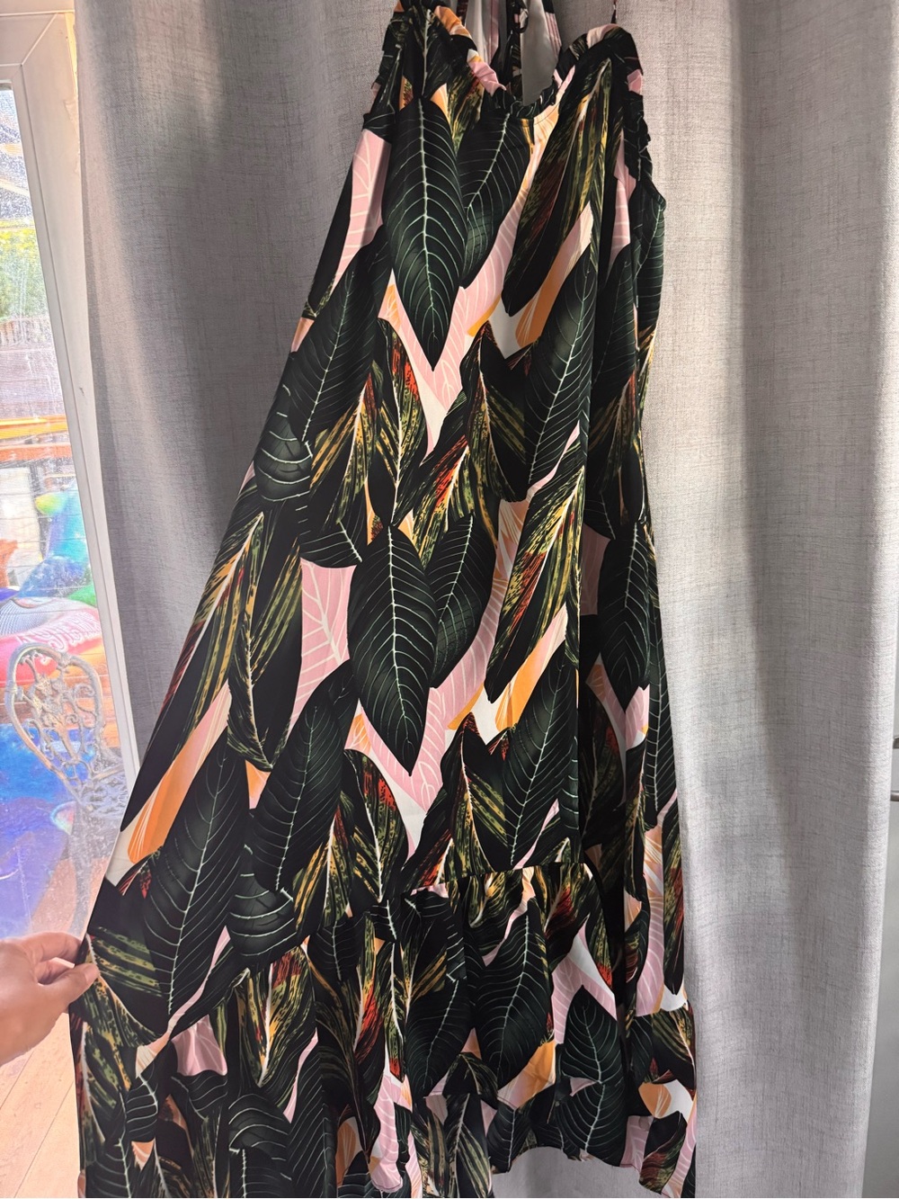 Tropical Print Maxi Skirt in Green and Pink
